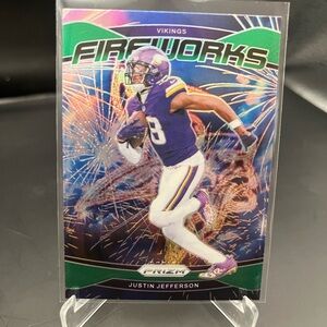 2024 Panini Prizm Green Fireworks Justin Jefferson #8